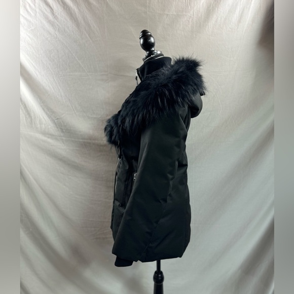 MACKAGE ADALI JACKET BLACK WITH NATURAL FUR TRIM - Picture 4 of 12